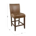 thumbnail image 5 of 24 Inch Counter Stool Chair- Brown Wood Frame- Faux Leather Seat, 5 of 6