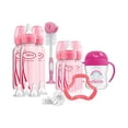 thumbnail image 1 of Dr. Brown's Anti-Colic Options + Narrow Baby Bottle First Year Feeding Gift Set con taza para sorber, cepillo para biberón y tetera 100% de silicona, rosa, 1 of 3
