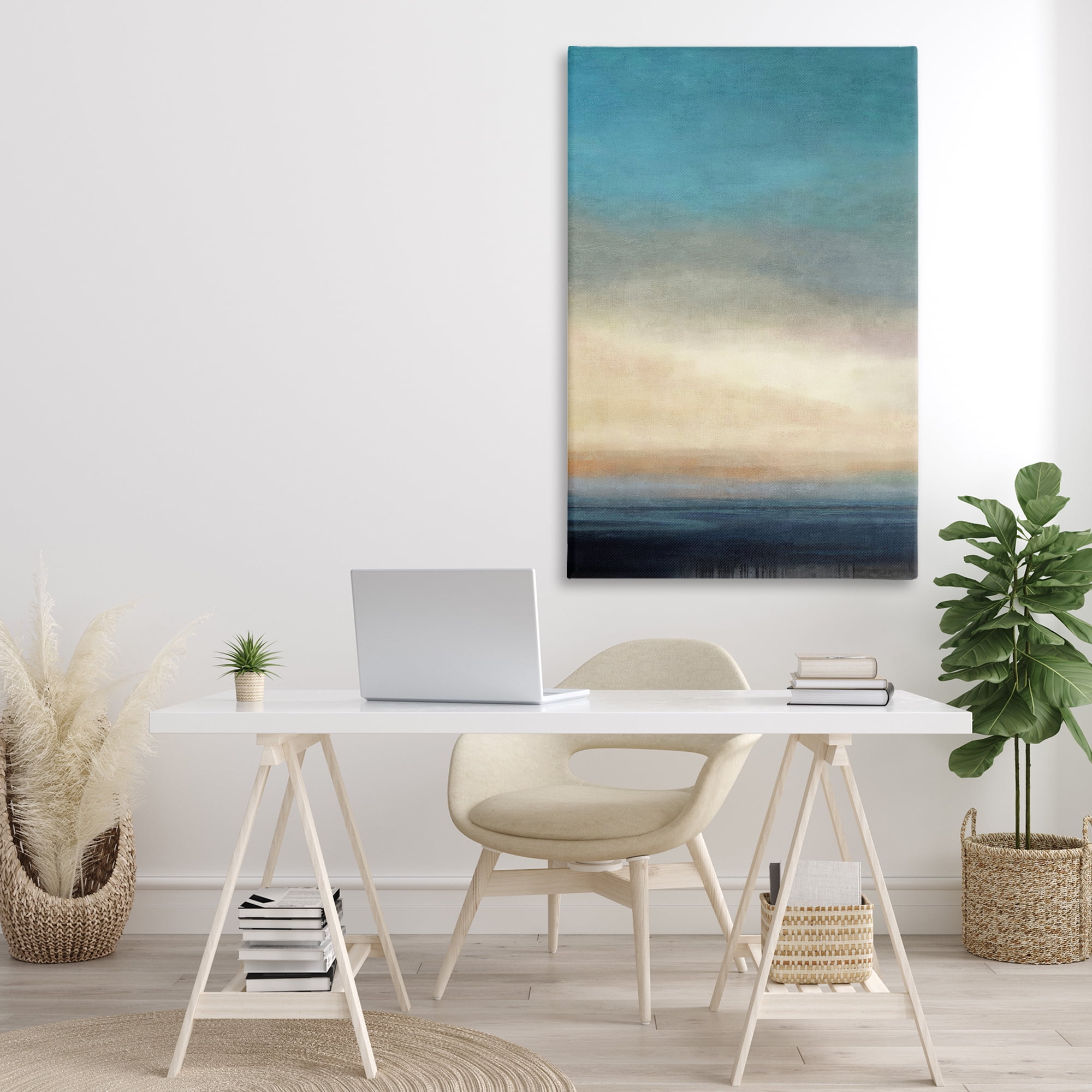 Stupell Industries Deep Blue Ocean Abstract Coastal Painting Gallery Wrapped Canvas Art Print Wall Art, 30 x 45