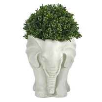 Nearly Natural 16in. Boxwood Topiary Artificial Plant in Elephant Shaped Planter UV Resistant (Indoor/Outdoor)