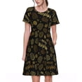 thumbnail image 1 of Balery Gold Pinecone Merry Christmas Vestidos sueltos de manga corta para mujer, vestidos de verano 2025, vestidos casuales de corte A con vuelo., 1 of 6