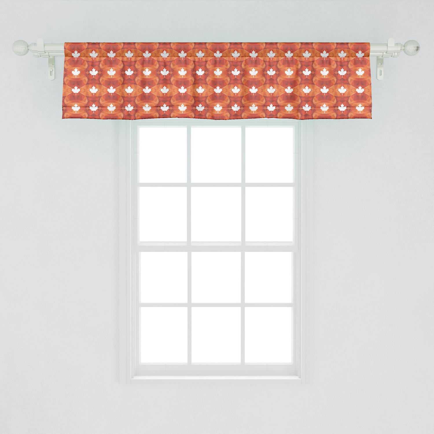 Ambesonne Burnt Orange Window Valance, Canadian Maple Leaf Silhouette