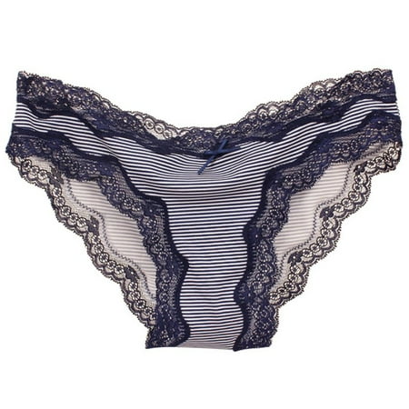 

Promotion! Sexy Lace Brief Women Panties Dot Print Lady s Underwear Briefs Dark blue M