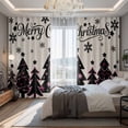 thumbnail image 2 of Christmas Tree Black Blackout Curtains for Bedroom/Living Room, Pinch Pleated Black Out Curtains, Merry Xmas Snowflakes Rustic Vintage Room Darkening Window Drapes with Hooks 2 Panels, 59"x70", 2 of 8