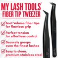 thumbnail image 2 of My Lash Tools Mega Boot Volume Fiber Tip Lash Tweezer \u2013 LASH ARTIST ACE, Professional Eyelash Extension Tweezers, Precision Fan Making, Plain Grip (Black), 2 of 8