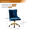 thumbnail image 4 of Home Office Computer Desk Chair Velvet Tufted Wingback Upholstered Task Rolling Chairs Swivel Adjustable Nailhead Gold Leg Navy, 4 of 12