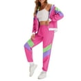 thumbnail image 6 of VBVC Women's Carnival 2 Piece Tracksuit,80s 90s Windbreaker Jacket and Jogger Pants,Colorblock Hip Hop Outfit For Women,Red,Size XXL, 6 of 8