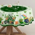 thumbnail image 3 of St Patricks Day Tablecloth 60 Inch, Shamrock Green Round Tablecloth, Holiday Shamrock and Gnomes Truck Kitchen St Patricks Day Decorations for Table,Party, 3 of 5