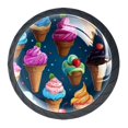 4 Packs Ice Cream Black Knobs, 1.37 inch Kitchen Pulls