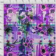 thumbnail image 3 of oneOone Viscose Chiffon Purple Fabric Check & Flower Watercolor Quilting Supplies Print Sewing Fabric By The Yard 42 Inch Wide, 3 of 4