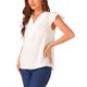 thumbnail image 4 of INSPIRAR CHIC Blusas de Cuello en V Plisadas para Mujeres con Mangas de Mariposa Camisetas Casual de Verano XS Blanca, 4 of 5