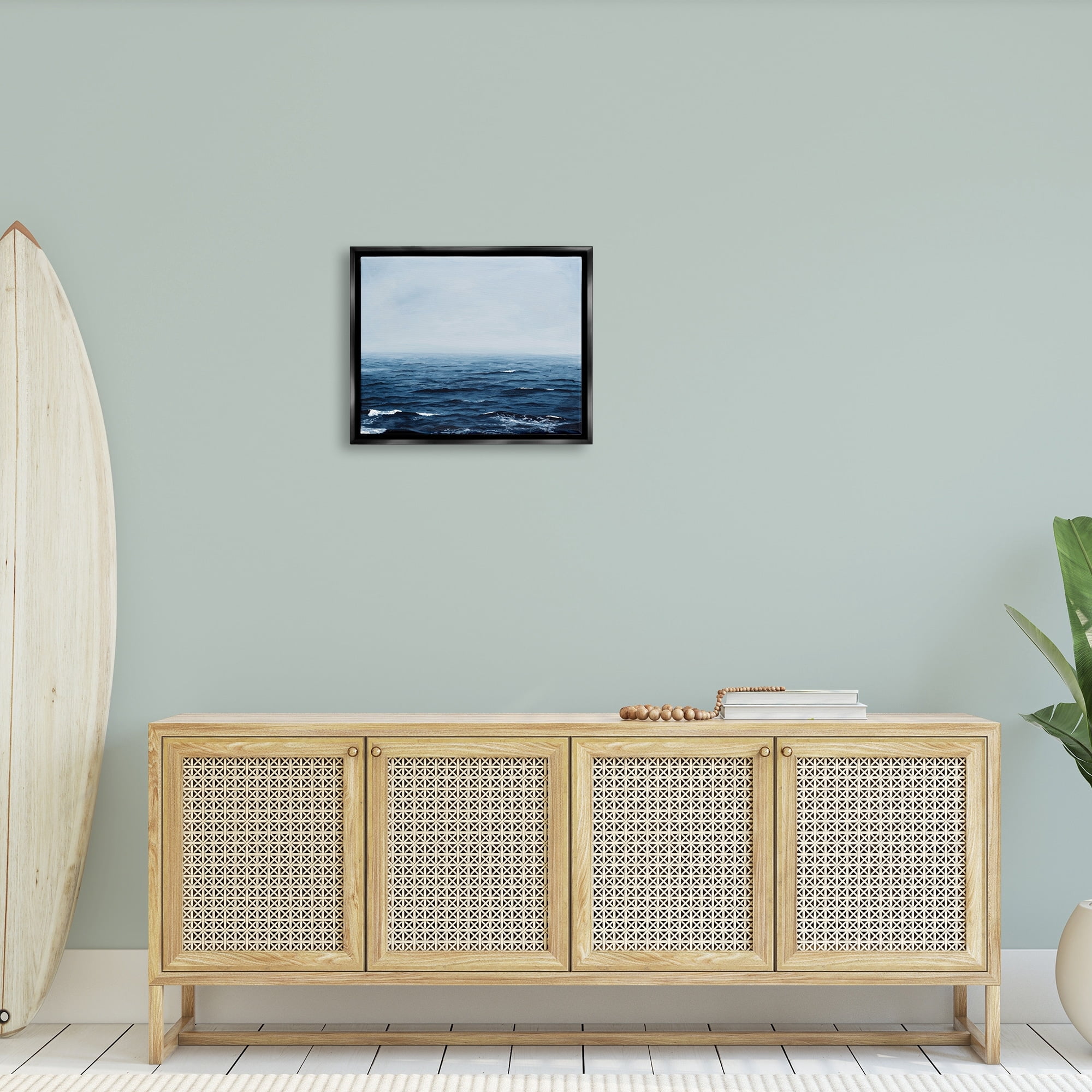 Stupell Industries Choppy Ocean Water Waves Foggy Nautical Horizon Photograph Metallic Gold Floating Framed Canvas Print Wall Art, Design by Michael Willett