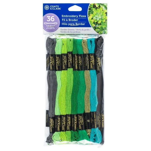 J & P Coats Embroidery Floss Value Pack, Garden Greens,8.75yds,Cotton