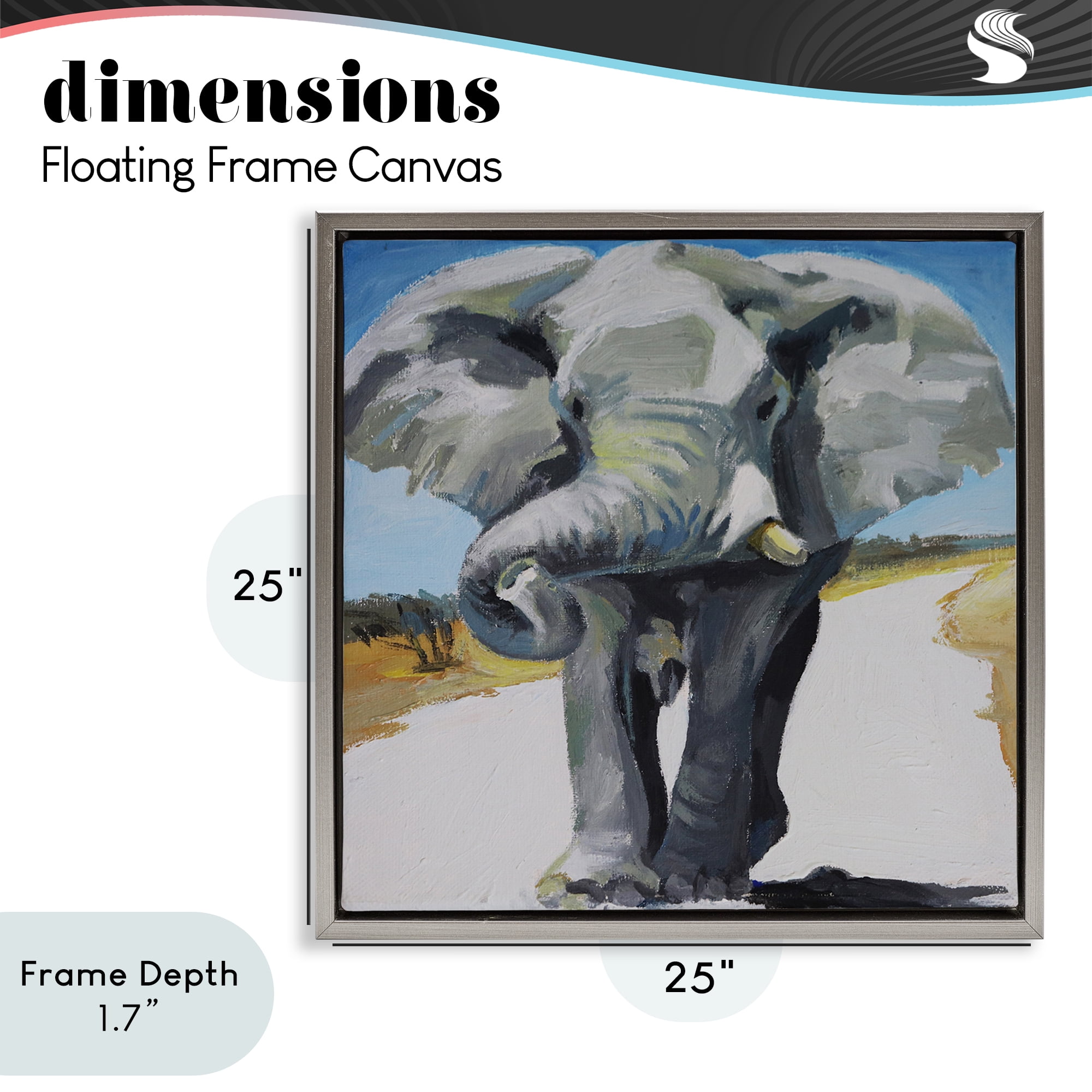 Stupell Industries Majestic Elephant on Path Gray Framed Floater Canvas Wall Art, design by Violeta Vollmer