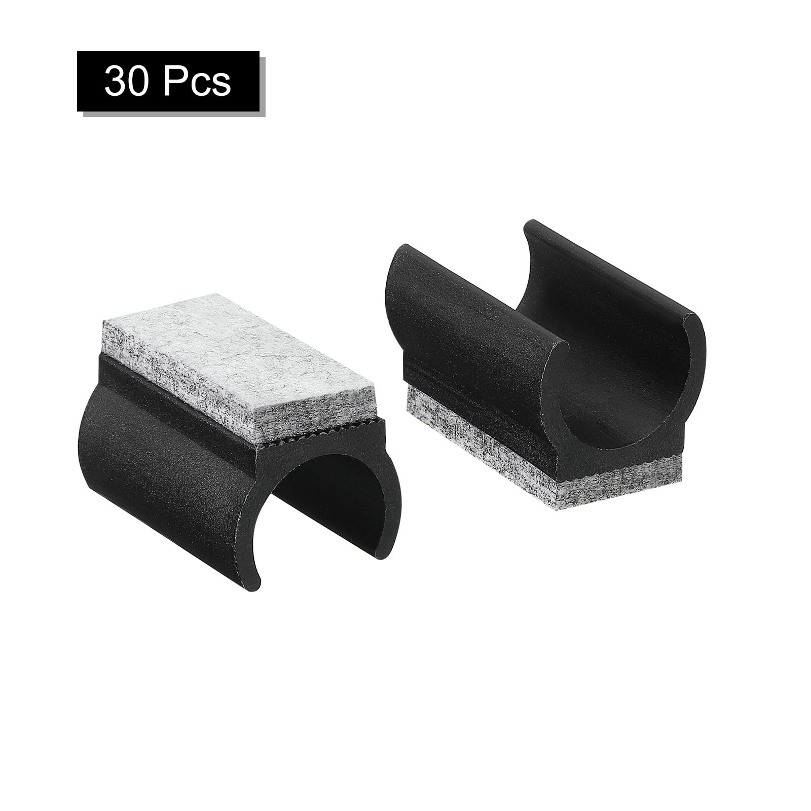 Uxcell 30 Pack Chair Legs Tips Caps with Felt Pads Fit 22mm Tube Legs, Black, Gray Pad