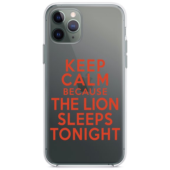 DistinctInk Clear Shockproof Hybrid Case for iPhone 11 (6.1" Screen) - TPU Bumper Acrylic Back Tempered Glass Screen Protector - Keep Calm The Lion Sleeps Tonight