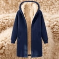 thumbnail image 5 of Ywyfzly Men's Hooded Fleece Coat Zip Up Sherpa Lined Long Jacket with Pockets Solid Color Warm Winter Outerwear Navy M, 5 of 7
