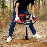 52CC 2.3HP Earth Auger Post Hole Digger + 4", 6", 8" Bits, 2-Stroke Gas Powered Earth Auger Post Hole Digger for Fence, Ice Fishing Auger Earth Auger Posthole Digger for Planting Gardening