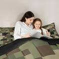thumbnail image 4 of Manfei Rectangle Square Boys Bedding Comforter Set 7 Pieces, Western Camo Print Full Bedding Set, Vintage Olive Camoufalge Reversible Fitted Sheet Flat Sheet, Luxury Bedroom Decor, 4 of 7