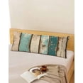 thumbnail image 5 of Farmhouse Teal Brown Throw Pillow Covers, Vintage Retro Ombre Wooden Soft Breathable Pillow Cases with Invisible Zipper for Sleeping, Long Body Pillowcases for Couch Bed Sofa Chair 20x60 Inches, 5 of 6