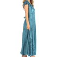 thumbnail image 4 of Sakkas Marni Women's Casual Maxi Short Sleeve Stonewashed Long Caftan Dress Lace - Turquoise - 1X/2X, 4 of 5