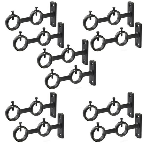 Curtain Rod Bracket, 10Pcs Double Curtain Rod Holder, Double Rod Brackets Hooks for Living Room Bedroom Curtain Rods