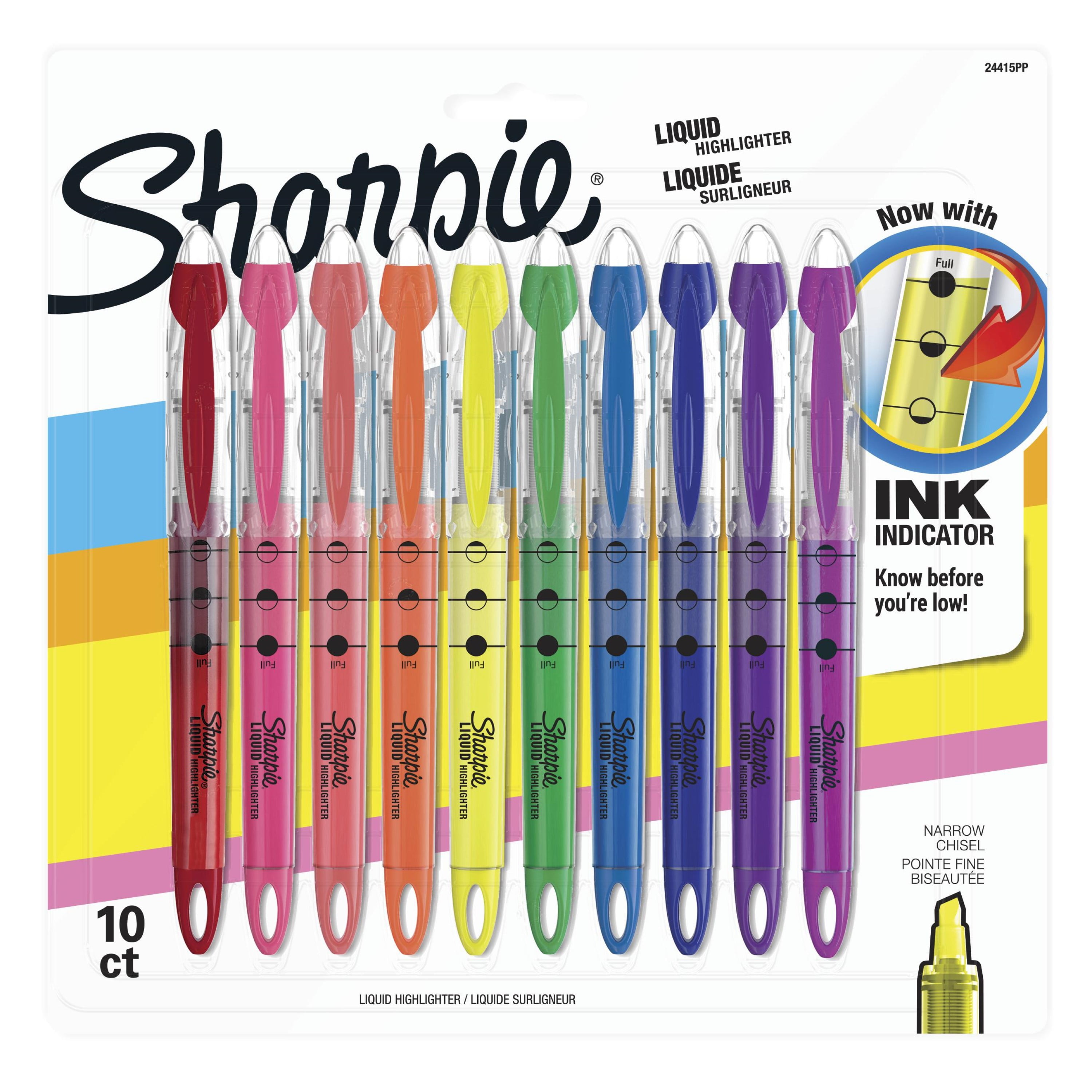 10-Count Assorted Colors Sharpie Pocket Style Highlighter Chisel Tip 