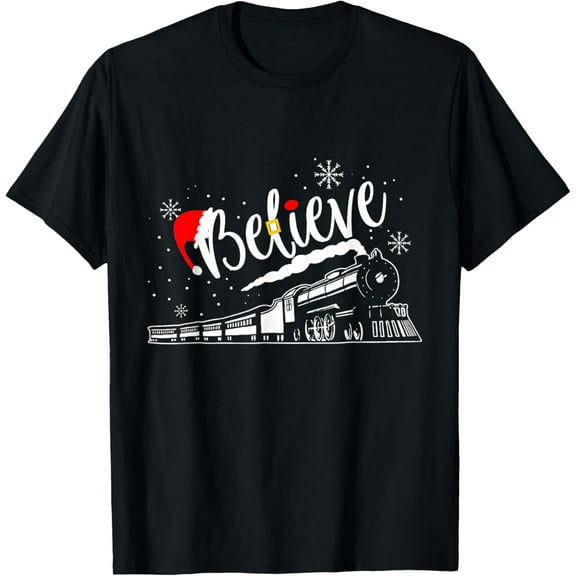 Christmas North Pole Polar Express All Abroad Xmas Santa T-ShirtMen and women, Black T-shirt, size: Extra large S-4XL