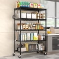 thumbnail image 5 of TrumanPick 5 Tier Metal Storage Shelves, Heavy Duty Garage Shelving Unit with Wheels for Pantry Kitchen Closet, Wire Shelf Capacity for1250 lbs, 36"W x 16"D x 76"H, Black, 5 of 8