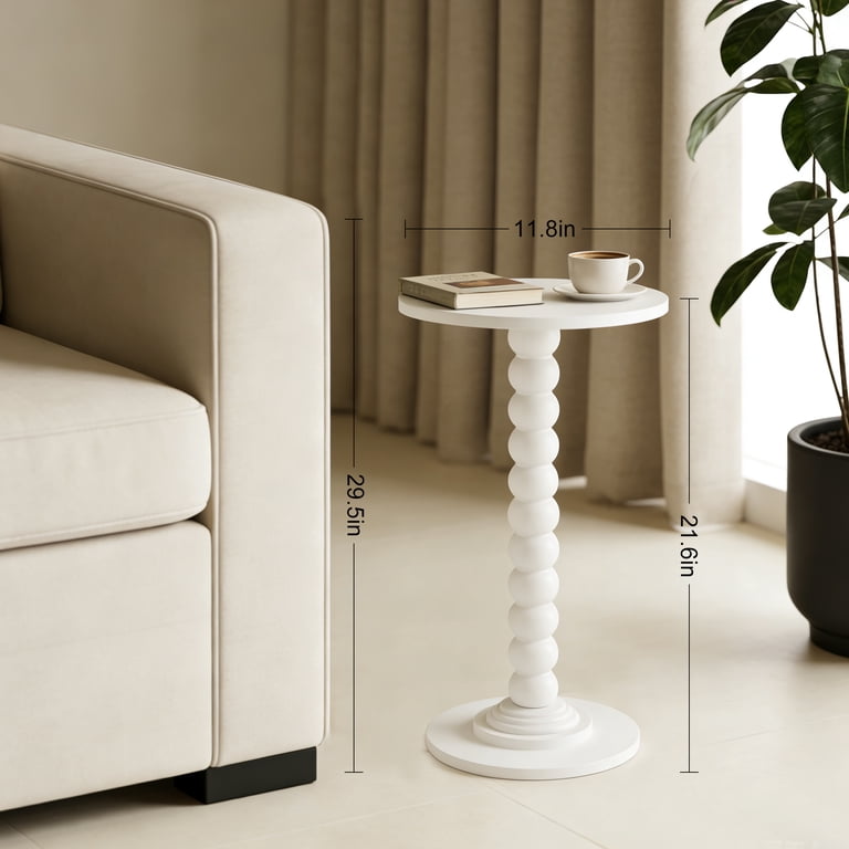 EDX Round Side Table, White photo 4