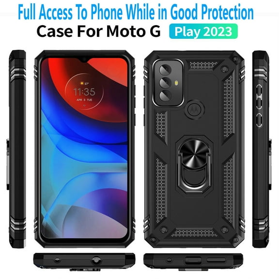 For Motorola Moto G Play 2023 Shockproof Magnetic Armor Kickstand Phone Case Cover