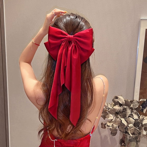LOLIPPYY Red Bow Hair Clip Made with Cloth and Metal for Secure Hold and Fashionable Look