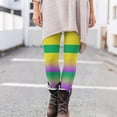 thumbnail image 2 of Lorytime Women's Leggings Mardi Gras Stripe Carnival Trousers Stretchy Butt Lifting Hoilday Tights Pants Sports Outwear, 2 of 9