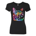 thumbnail image 3 of Cute Cat | Dean Russo Art Animal Lover Womens Slim Fit Junior Tee, Black, Small, 3 of 6