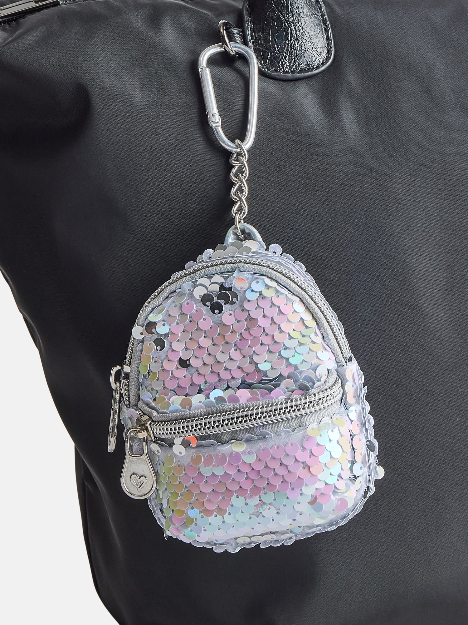 Justice Girls Sequin Mini Backpack Bag Charm, Iridescent