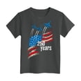 thumbnail image 5 of Quealent Girls 4th of July Shirt USA T-Shirt for Kids American Flag Shirt 250 Years of Freedom Short-Sleeved Top (Grey, 1-2 Years), 5 of 5