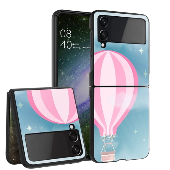 ANJ+ Hard Protective Printed Case Cover Compatible with Samsung Galaxy Z Flip 4 - Cartoon Hot Air Balloon