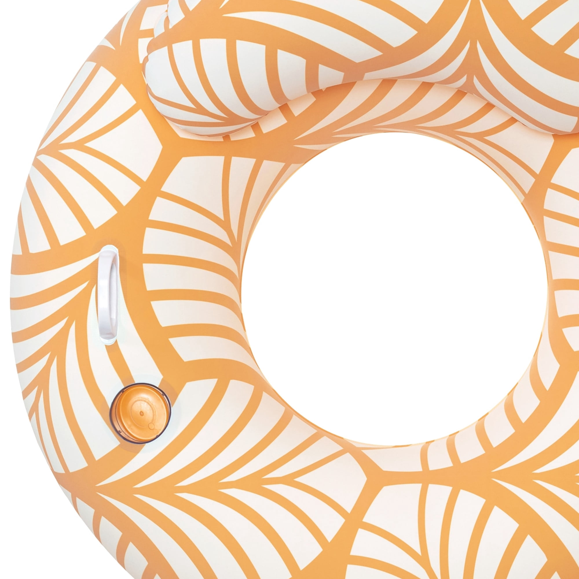 H2OGO! Comfort Plush Deluxe Swim Tube 46.5" x 46"  - Bestway,  Yellow & White, Inflatable Water Float, Built-In Cupholder,, Comfortable Pillow, 2 Way Valve Easy Inflate & Deflate