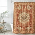thumbnail image 6 of Polyester Fabric Orange Boho Shower Curtain, Geometric Antique Tribal Retro Ethnic Waterproof Bathtub Curtain Bathroom Decor Set with Hooks 72 x 78 Inches, 6 of 6