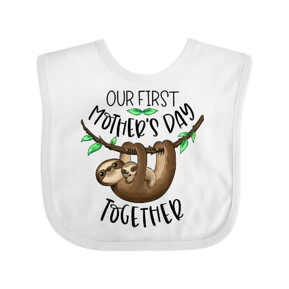 Inktastic Our 1st Mother's Day Together Cute Mom and Baby Sloth Boys or Girls Baby Bib