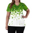 thumbnail image 5 of yuCgh Women's V-Neck Short Sleeve Overalls with Pockets, St. Patrick's Day Print, Casual Work Uniform Top for Nursing,Fluorescent Green 5XL, 5 of 5
