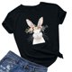thumbnail image 2 of Pantalones Cortos para las Mujeres Sexy Pascua Moda Impresión Cuello Redondo Tee, Poliéster Ligero Casual Top para Primavera Verano Diario, Blusa de Suéter, 2 of 4