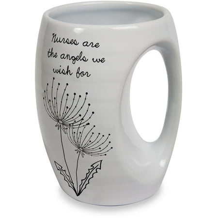 Hand Painted Ceramic Mug - Pavilion - Nurses are the Angels We Wish for White Ceramic Hand Warmer Mug