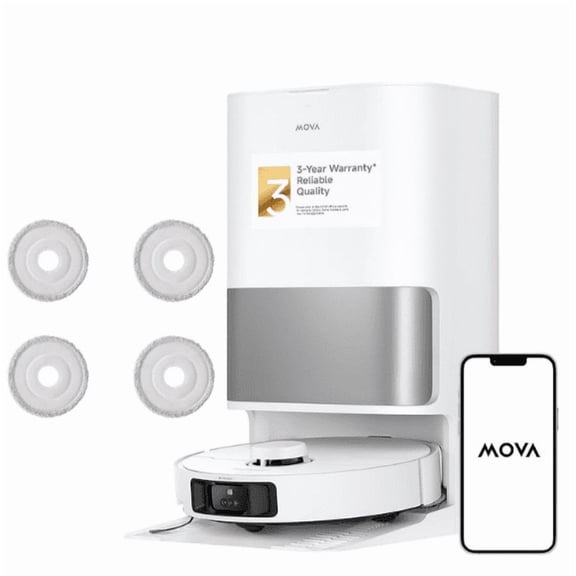 MOVA P10 Pro Ultra Robot Vacuum and Mop Combo, 13kPa Suction, Hot Water Auto Mop Washing & Drying, Dual Spinning Extenable Mop
