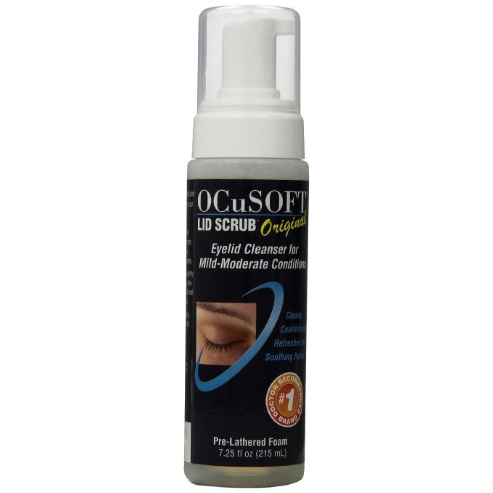Ocusoft Lid Scrub Foaming Eyelid Cleanser pre-lathered foam, 7.25 oz