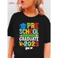 thumbnail image 1 of Back to School Season New Girls 100% Cotton T-Shirt - Pre-School Graduate 2025 Print - Comfortable and Breathable, Summer, Round Neck, Short Sleeve T-Shirt, 1 of 6