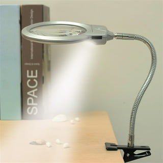 Sanheshun 8X LED Magnifying Magnifier Glass Light Stand Close Reading Lamp  Metal Arm with Clamp & Base