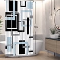 thumbnail image 2 of Modern Geometric Shower Curtain Sets Black White Blue Shower Curtain for Bathroom Geometry Squares Abstract Minimalism Bath Curtain Waterproof Durable Shower Curtain with Hooks 36x72 Inches, 2 of 6