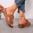 thumbnail image 5 of Dakaela Orthopedic Wedge Sandals for Women 2026 Open Toe Wide Width Comfortable Platform Summer Beach Vacation Slides Shoes Size 6-10 Brown, 5 of 9