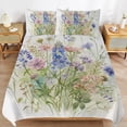thumbnail image 6 of 3 Pcs Soft Bedding Set, Includes 1 Duvet Cover with Zipper And 2 Pillow Shams,Watercolor Wildflowers Art Print Twin(86"x70"), 6 of 8